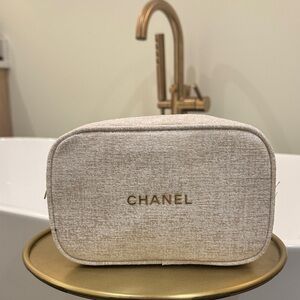 CHANEL Light Beige Textured Pouch